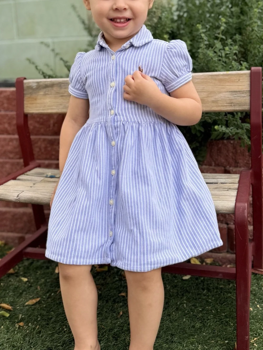 Ralph Lauren Light Blue & White Striped Button-Front Dress